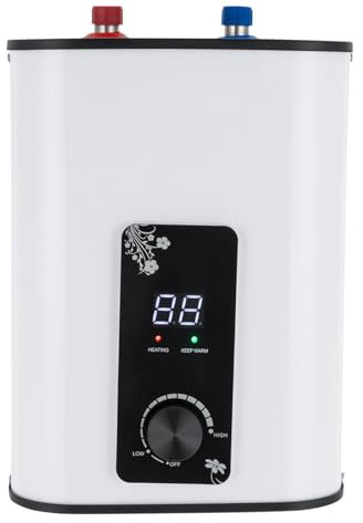 Untertischboiler 8 Liter 1500W mit Stecker 230V, kompakter Elektro Warmwasserspeicher mit Temperaturanzeige für Küchenspüle