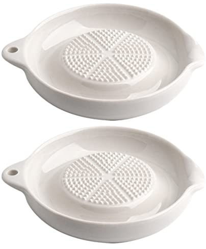 GRIRIW Keramik Garlic Grinder mit 2 Schalen für Babynahrung Ingwer Knoblauch Leichtgewicht Sicher Hygienisch