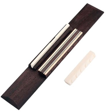 Toddmomy Gitarrenbrücke Aus Rinderknochen Gitarrensattel Und Gitarrenmutter Set Für Akustikgitarre Ersatz Für Klassische Folk-Gitarren Diy Reparaturkit Mit Palisander 1 Brücke 1 Sattel 1 Nuss
