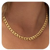 SLOONG Halskette Damen Gold Wasserfest Panzerkette Edelstahl Kette Gold Goldkette Damen Schmuck Geschenk für Frauen 55cm