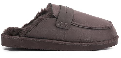 Polar Women’s Faux Fur Lined Penny Loafer Slip On Slippers – Suede Upper, Cozy Faux Fur Lining, Lightweight Rubber Sole, Non-Slip Grip – Warm Indoor Outdoor Slip-On Comfort Shoes