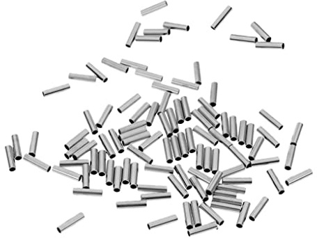 getuse Lot de 100 manchons à sertir en cuivre pour fil de pêche de 1 à 2 mm Argenté 2 x 8 mm
