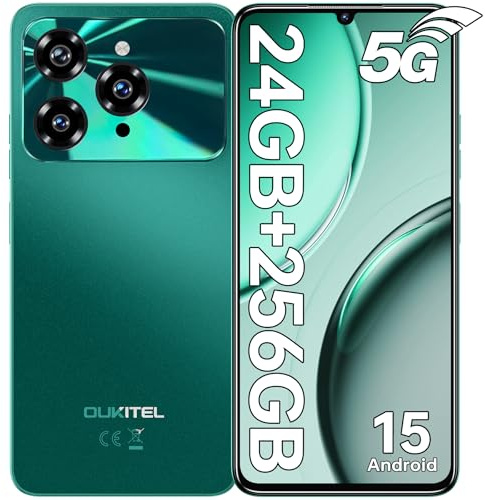 OUKITEL C6 5G Smartphone Ohne Vertrag, 24GB RAM+256GB/1TB ROM Handy Ohne Vertrag, 6.8'' HD+90Hz, 5150mAh, Android 15 Simlockfreie Handys, 50MP Kamera Smartphone, Dual 5G SIM/GPS/Face ID/Fingerabdruck
