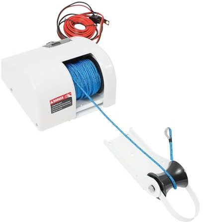 DWIKRYT Treuil électrique 12 V pour bateau à moteur, avec câble d'ancrage de 30 m pour bateaux rapides, bateaux de pêche, bateaux à moteur 25 LBS
