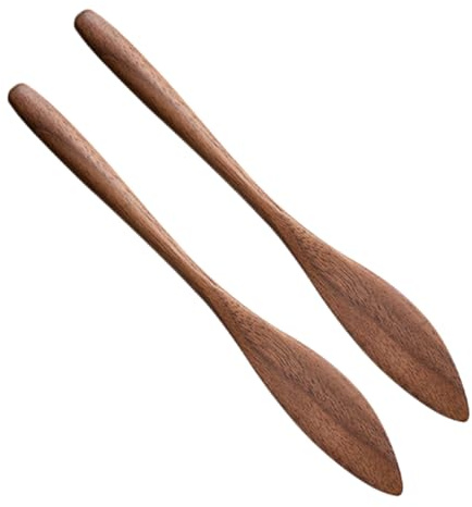 SECFOU Lot de 2 Tartineuses à Beurre en Bois de Noyer Foncé, Ustensiles Cuisine Pratiques pour Étaler Beurre et Chocolat, Maison