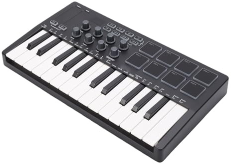 Focket MIDI Keyboard, 25 Force Sensing Keys 8 RGB Backlit Pads 8 Knobs 2 Touch Strips, with Wireless Connectivity, for Music Production Live FL Studio Cubase Logic Pro X