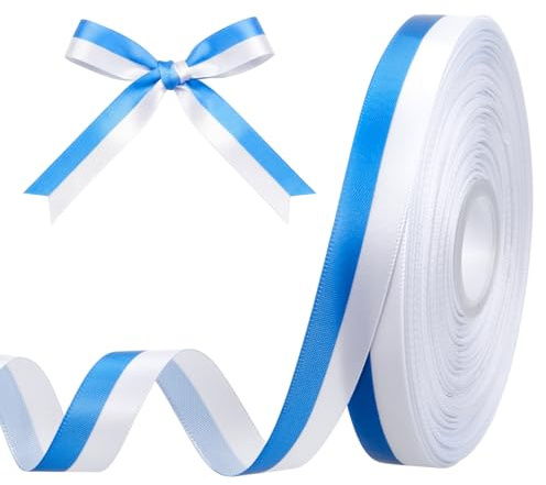 Gulfmew Bayerisch Flagge Band Bayern Deko Bayerisch Dekoartikel Blau Weiß Gestreift Dekoband Medaille Schleifenband Volksfest Geschenkband Bierfest Stoffband (Bayern, 1,5 cm x 41 m, Satinband)