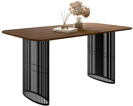 Mirjan24 Tisch für Esszimmer Abeior, Rechteckiger Esstisch, Praktischer Auszugstisch, Küchentisch, Esszimmertisch, Ausziehtisch (Nuss Franklin, Schwarz)