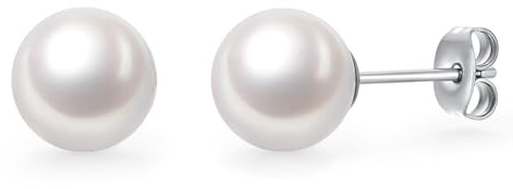 STJARNA Kristallperlen Titan Ohrstecker 5-8mm Weiße Perle Ohrringe Hochzeit