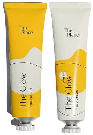 This Place The Glow Duo: Maximale Hydrierung & Schutz, 60ml | Beruhigt Rötungen mit Zink, Hyaluron und Panthenol, Perfekt für sensible Haut und eine starke Barriere