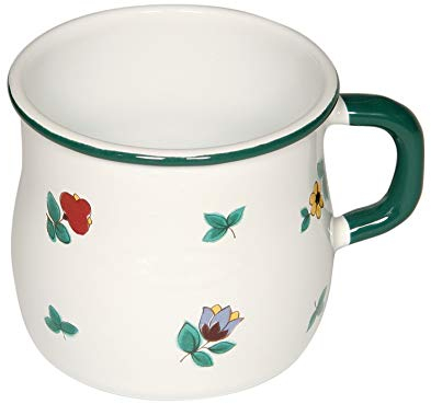 Riess, 0504-049, Topf mit Bördel, gebaucht, 8 3/8 L, COUNTRY - GMUNDNER STREUBLUMEN, Durchmesser 8 cm, Inhalt 0.375 Liter, Höhe 8 cm, Emaille, weiß mit Streublumen, Induktion