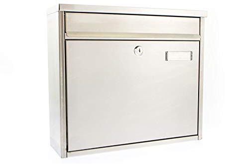 Burg watcher MB16ST Ouse Wall Mounted Galvanised Steel Lockable Weatherproof Post Box, Stainless Steel, 36x32x12cm