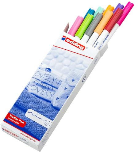 edding 4600 Textilstift - 10 Farben im Set (Fun) - Rundspitze 1 mm - Textilstifte waschmaschinenfest (60 °C) zum Stoff bemalen - Stoffmalstift