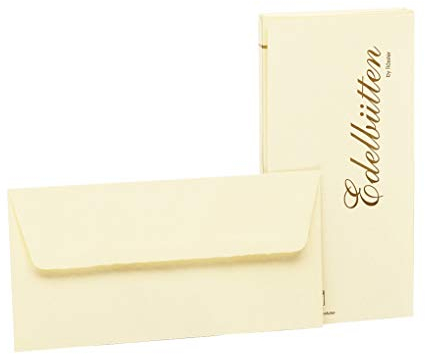 Rössler Papier 2032388803 - Briefumschläge DIN Lang, gehämmert, 20 Stück, ivory
