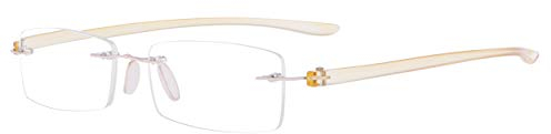 Eyekepper Leser Kleine Linse Randlos Lesebrille Männer Frauen(Gelb Buegel)+1.50