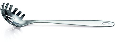 Geschlitzter Pastaheber aus Edelstahl, VORLEGESERIE 1879 - mit Aufhängeöse, hochglanzpoliert und XTRA PREISWERT/Länge: 28,5 cm, Abmessung Heber: 7 x 6 cm (Pastaheber)