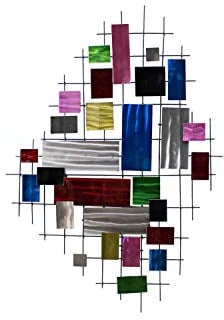 KunstLoft Wanddeko Metall | 100% HANDGEFERTIGT | 82x116x5,5cm | Wandbild Metall 'Fremde Fenster' | Abstrakte Skulpturen | Bunt | Wandskulptur | Metalldeko Wand Wohnzimmer