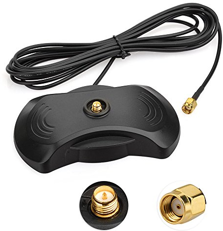 Eightwood Wifi Antenna GSM Antenna Connettore RP-SMA Maschio a RP SMA Femmina WiFi Base magnetica Antenna Cavo RG174 300cm per Wireless Router Wifi Trasmettitore AV Dlink Belkin