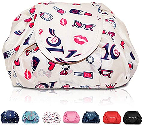Lazy Kosmetikbeutel mit Kordelzug Portable Große Kosmetiktasche Reisetasche Make up Beutel Aufbewahrung Organisator für Damen Mädchen (Lippenstift)
