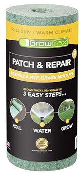 Grotrax All-in-One Bermuda Roggen Green Rasen Matte Jahreslange Ergebnisse. Winterresistenz und Trockenheitstoleranz 50 SQFT