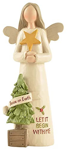 Feather & Grace Holding Heart, Figurine for Women & Men, Statue for Christmas Decor, Guardian Angel Ornament Gifts-Resins-Multi, one Size