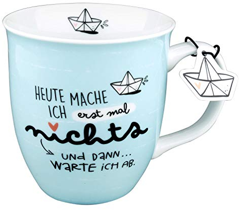 H:) PPY life Tasse mit Motiv Erst mal nichts | Kaffeetasse, Porzellan, 40 cl | Tasse mit Spruch, Geschenk | 46259