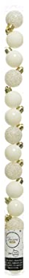 Kaemingk Weihnachtskugeln Kunststoff 3cm x 14 Stück Mini Christbaumkugeln Set bruchsicher weiß Ivory Wollweiß