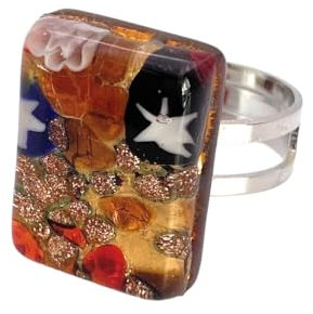 Murano Passion Bague en Verre de Murano, Bijoux en Verre de Murano, Bague Millefiori, Bague réglable Taille Unique, 2 cm x 1,5 cm – Comprend Un Coffret Cadeau et Un Certificat d'authenticité