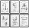 MONOKO® Poster Badezimmer Bilder - stilvolle Wandbilder Toilette - WC - 6er Set ohne Rahmen (Set WC, Patent, weiss, 6x A4 (21 x 29,7cm))