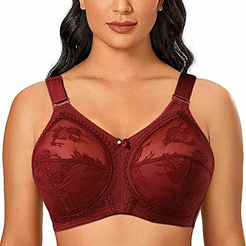 Ayigedu Ladies Plus Size Bra Minimiser Full Coverage Firm Hold Non Padded No Wired 48E