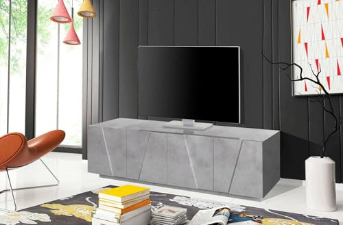 Dmora - Mobile porta TV Raul, Credenza bassa da soggiorno, Base porta televisione, 100% Made in Italy, cm 162x44h46, Cemento