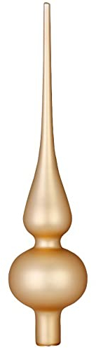 Inge Glas Christbaumspitze 26cm | Weihnachtsbaumspitze aus Glas | Hochwertige Spitze für den Weihnachtsbaum Weihnachten (Gold Matt | Brokatgold)