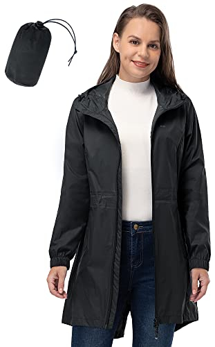 33,000ft Vêtement de pluie imperméable, poncho de pluie léger et respirant coupe-vent à capuche, fine pliable longue manteaux imperméables femme Noir XXL