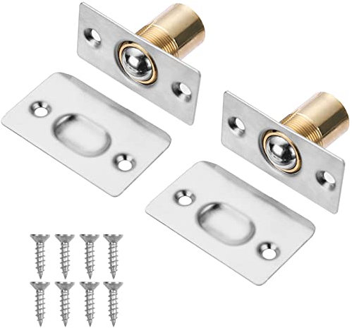 Door Ball Catch 2 Pack Ball Door Catches for Internal Doors Adjustable Brass Roller Ball Door Catch with 8 Screws Spring Ball Bearing Door Catch for Kitchen Cupboard Cabinet Invisible Door Spring