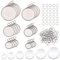 UNICRAFTALE 60Stk Anhänger Tabletts Flache Runde Cabochon Rohlinge Anhänger Set Edelstahl Lünette Anhänger Mit 100Stk Biegeringen Für DIY Schlüsselanhänger Schmuckherstellung, 6/8/10/14/16/18 mm