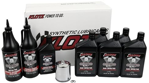 Klotz 5 Quart 20W/50 Synthetic Motor Oil Change Kit for 1999-2018 Twin Cam & 2017-2024 Milwaukee-Eight - Premium Kit