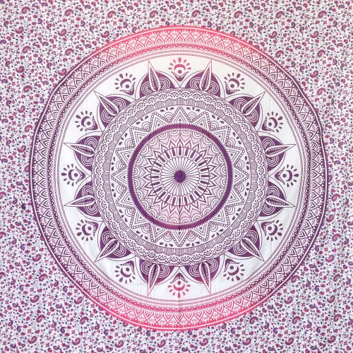 MOMOMUS Großes Strandtuch XXL Sandfrei - Mit Mandala-Motiv - Ideal als Pareo, Strandtuch Groß Sandabweisend oder Strandlaken XXL - Fuchsia, 210x230 cm