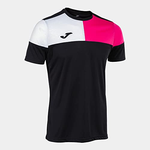 Joma Herren Kurzarmshirt Mann Crew V Tshirt, Schwarz/Rosa/Weiß, L EU