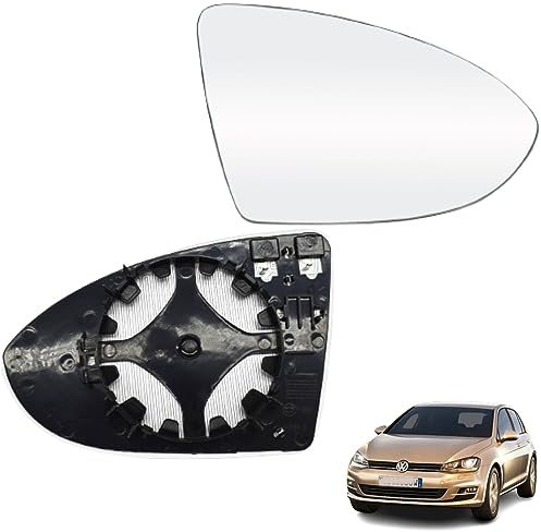 Spiegelglas Golf 7 Rechts Beheizbar für Golf 7 Spiegelglas Rechts Beifahrerseite Ersatzspiegelglas Außenspiegel Glas mit Trägerplatte