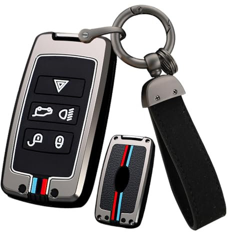 ontto Coque de clé de voiture en alliage de zinc pour Land Rover Range Rover Sport Evoque Velar Discovery 5 pour Jaguar XE XF E-Pace XJ XFL XJL Porte-clés Porte-clés Accessoires Noir B