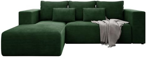 Mirjan24 Ecksofa Sotion mit Bettkasten und Schlaffunktion, L:255 x B:161 x H:91 cm, 3 Sitzer Eckcouch L-Form Sofa für Wohnzimmer Polsterecke mit Bettfunktion Wohnlandschaft (Poso 14, Seite: Links)