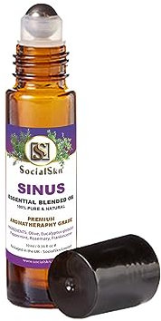 SocialSKN Essential Oils for Sinus Relief - Sinusitis Treatment with Blend of Rosemary, Peppermint, Eucalyptus, Frankincense - Nasal Congestion Relief - Essential Oils for Roll On