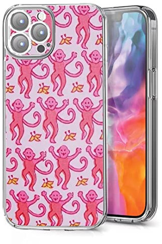 Navoku Handyhülle Kompatibel mit iPhone 15 Pro Max Pink Roller Monkey Lustig Niedlich Kaninchen Weich Stoßfest Seite Gestreift Handyhülle