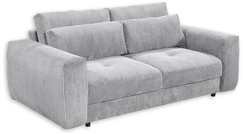 BARURA Big Sofa in Cord-Optik, Dove - Bequeme Wohnzimmer Couch - 214 x 90 (74) х 112 cm (B/H/T)
