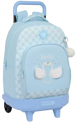 Glowlab CISNES Großer Rucksack mit Rädern, kompakt, abnehmbar, ideal für Kinder unterschiedlichen Alters, bequem und vielseitig, Qualität und Widerstandsfähigkeit, 33 x 22 x 45 cm, Hellblau, hellblau,