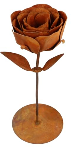 Rostikal Metall Rose 24 cm hoch Wohnzimmer Deko Blume Frühling Gartendeko Rost