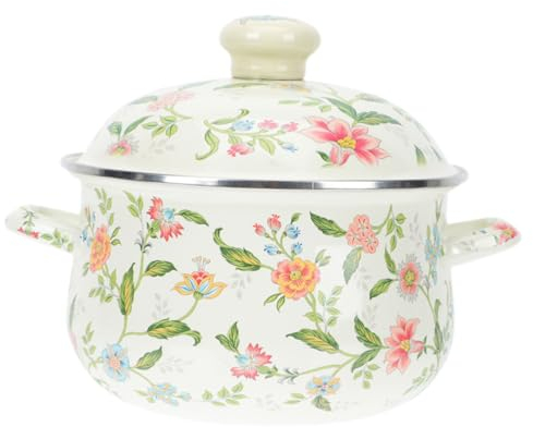 Alipis Esmalte Olla De Sopa De Esmalte Sartén De Esmalte Con Mango Sartenes De Esmalte Sartén De Leche Olla Antiadherente Olla De Cocina Vintage Olla De Cocina Pequeña Olla De Esmalte