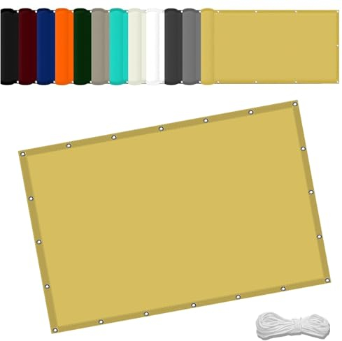 Segeltuch Mit Ösen 2.7 x 4.5 m Wasserdicht Sonnenschirm Balkon Reißfest UV-Schutz nach Mass Polyestergewebe Mit Seil Sonnensegel Sonnenschutz für Camping Schwimmbad, Creme Farben
