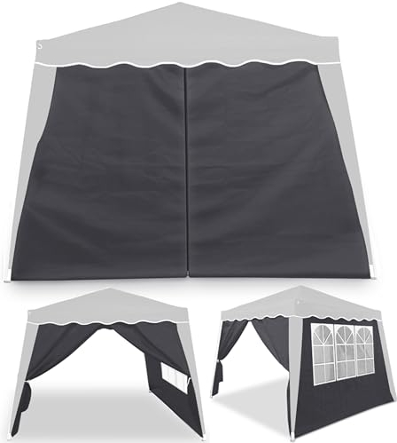 CASARIA® 2x Capri Side Wall Set For 3x3m Gazebo | Water-Repellent Exterior Accessory Walls For Folding Pop-Up Pavilion Party Tent | 1x Window Panel | 1x Zipped Door Panel | 2x Panels Anthracite