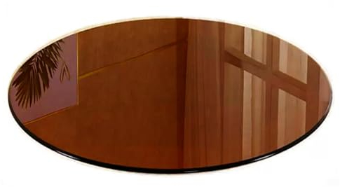 Extérieur Patio Rond Verre Table Ronde Transparent Noir Marron 110cm 120cm Verre Trempé En Verre Trempé Avec Bord Arrondi Pour Cuisine Tables à Manger Ou Table Basse Bord Arc Polonais(Size:120cm)